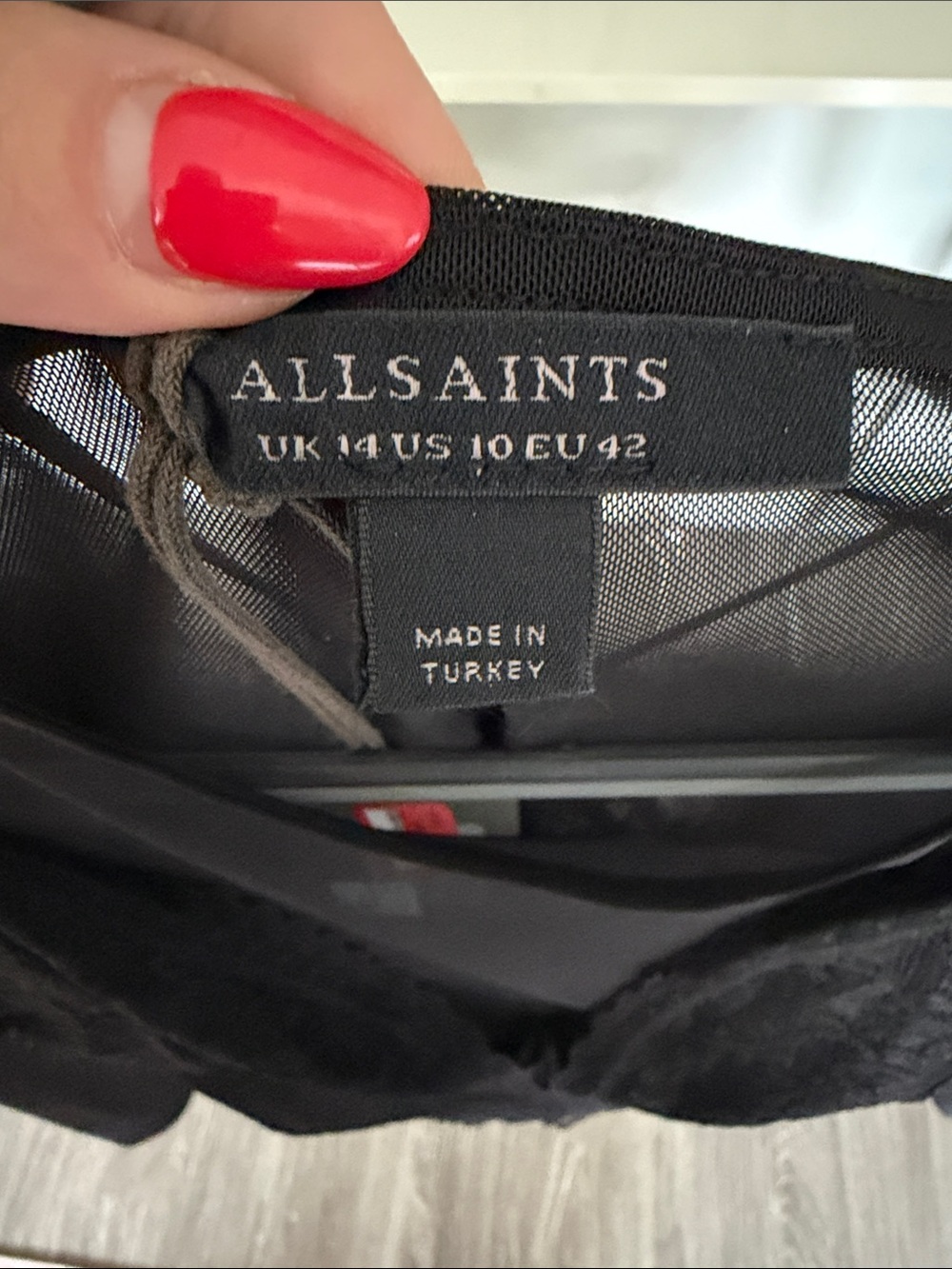 All Saints Sheer Lace Long-Sleeve Bodysuit - Black - Picture 2 of 5